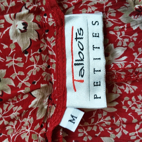 Talbots Petite Floral High Waisted High Rise Pleated Pants M Red White - Picture 2 of 16